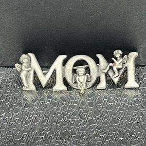 B18- Signed LRAZZA Vintage MOM Cherubs Angels Brooch